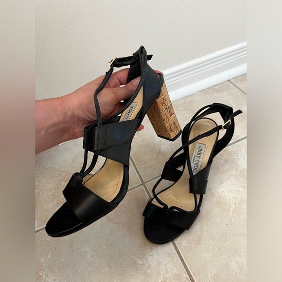 Jimmy Choo Margo Sandal Heels (black) - Picture 1 of 8